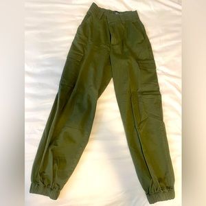 BDG Army Green High Rise Cargo Cuffed Trousers